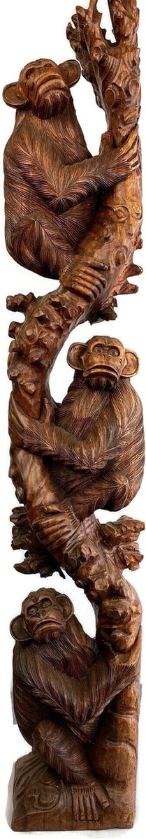 Handgemaakt houten apen / Houten figuur / Handgemaakt beeld / Indonesisch beeld