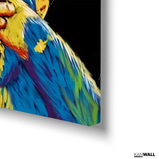 Peinture sur toile de Luxe Singe timide | 40 x 60 | Salle de séjour | Chambre à coucher | Bureau | Musique | Design | Art | Moderne | ** 4 CM D'ÉPAISSEUR ! EFFET 3D**