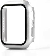 Smartphonica Hoesje met glazen screenprotector voor Apple Watch 45mm - Zilver / Glas geschikt voor Apple Watch