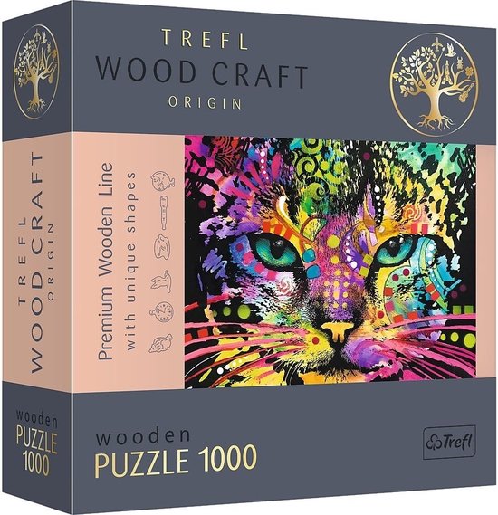 Afbeelding van het spel Trefl hout Kleurrijke Kat puzzel - 1000 stukjes