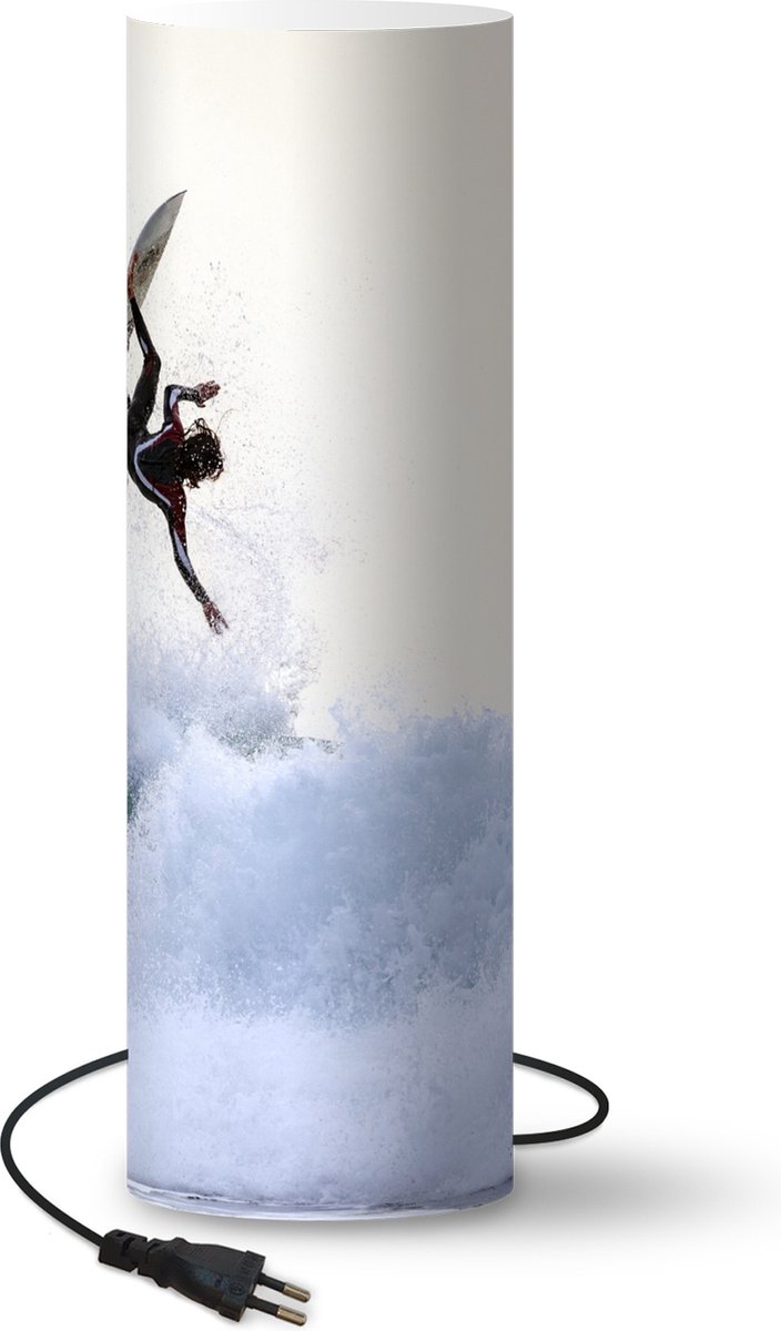 Lamp - Nachtlampje - Tafellamp slaapkamer - Surfer doet een trucje - 70 cm hoog - Ø22.3 cm - Inclusief LED lamp