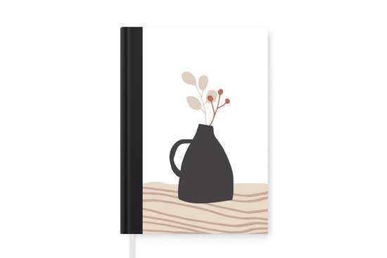 Carnet - Carnet d'écriture - Été - Bloem - Zwart - Wit - Carnet - Format A5 - Bloc-notes