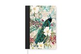 Notitieboek - Schrijfboek - Kunst - Pauw - Bloemen - Notitieboekje klein - A5 formaat - Schrijfblok