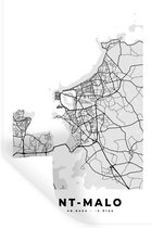 Muurstickers - Sticker Folie - Frankrijk – Plattegrond – Kaart – Saint-Malo – Stadskaart - 40x60 cm - Plakfolie - Muurstickers Kinderkamer - Zelfklevend Behang - Zelfklevend behangpapier - Stickerfolie