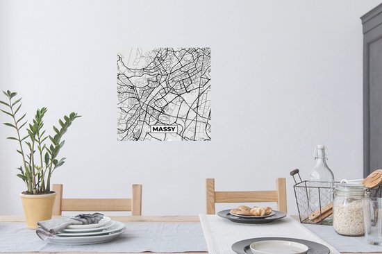 Muurstickers - Sticker Folie - Kaart - Stadskaart - Frankrijk - Massy - Plattegrond - 80x80 cm - Plakfolie - Muurstickers Kinderkamer - Zelfklevend Behang - Zelfklevend behangpapier - Stickerfolie