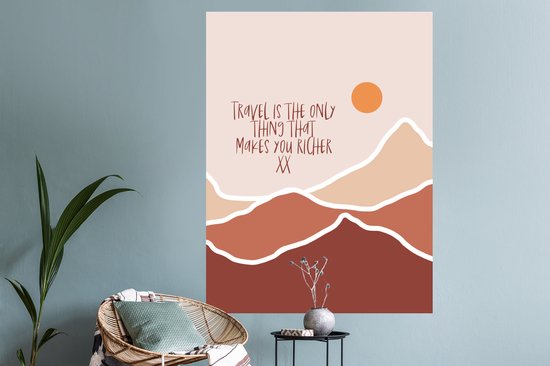 Stickers muraux - Proverbes - Citations - Le voyage est la seule chose qui vous rend plus riche - Oranje - 90x120 cm - Feuille adhésive