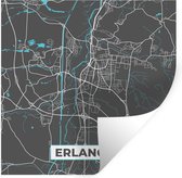 Muurstickers - Sticker Folie - Duitsland – Blauw – Erlangen – Stadskaart – Kaart – Plattegrond - 120x120 cm - Plakfolie - Muurstickers Kinderkamer - Zelfklevend Behang XXL - Zelfklevend behangpapier - Stickerfolie
