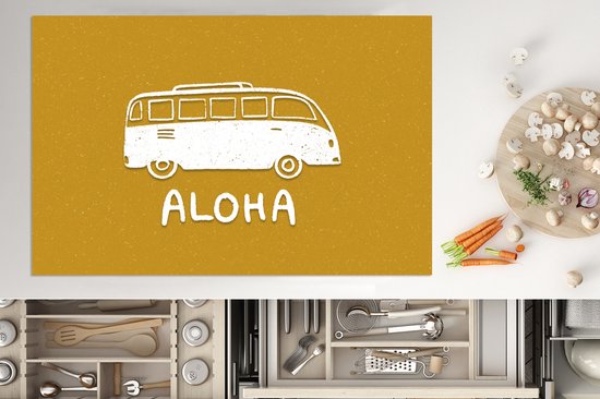 KitchenYeah® Inductie beschermer 80x52 cm - Zomer - Bus - Quotes - Kookplaataccessoires - Afdekplaat voor kookplaat - Inductiebeschermer - Inductiemat - Inductieplaat mat