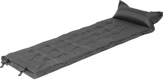 Springos Slaapmat - Zelfopblazend - 193 cm - Inclusief Hoes & Hoofdkussen - Grijs van Springos — afbeelding 2