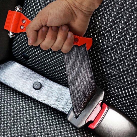 Lifehammer - 2 pièces - Marteau d'urgence avec coupe-ceinture - Marteau de sécurité Incl. Support - Oranje