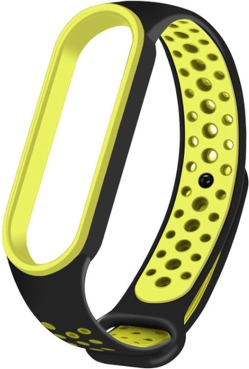 Siliconen bandje - geschikt voor Xiaomi Mi Band 5 / Mi Band 6 - zwart-geel