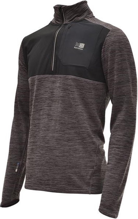 Karrimor Running ¼ Zip Long sleeve - Heren - Hardloopshirt - Kleur Zwart marl - Maat S