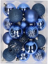 37x stuks kunststof kerstballen koningsblauw 6 cm - Kerstversiering