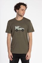 Brooklyn Olijfgroene 'Piston Club-Land Rover Defender' T-shirt | Auto | Grappig | Cadeau  - Maat XS