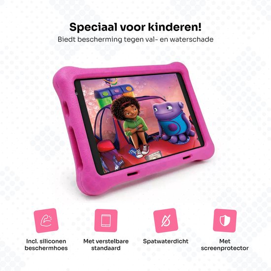 Kindertablet – Tablet Kinderen – 8 Inch – 32 GB – 3500 mAh Batterij – 2 GB Werkgeheugen – Android 10.0 – Met Beschermhoes & Screenprotector – Roze