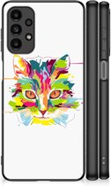 GSM Hoesje Geschikt voor Samsung Galaxy A13 4G Mobiel TPU Hardcase met Zwarte rand Cat Color