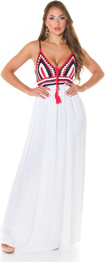 Maxi-jurk zomerjurk  met borduursel wit maat L