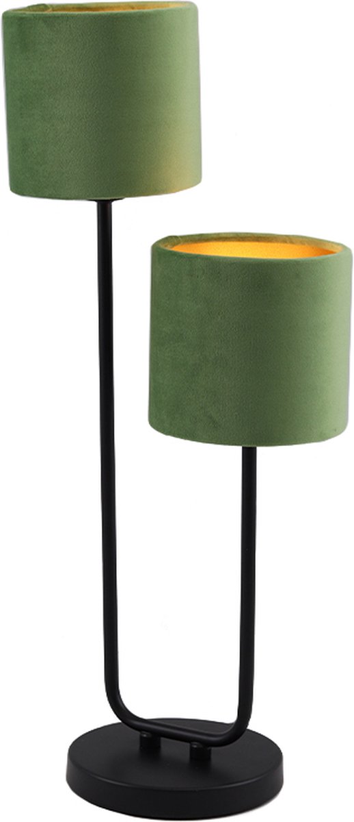 Olucia Talisa - Moderne Tafellamp - Metaal/Stof - Groen;Zwart