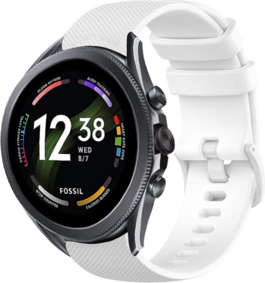 Strap-it Luxe siliconen bandje - geschikt voor Fossil Gen 5 / Gen 5e 44mm / Gen 6 44mm - wit