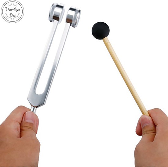 Stemvork - Stemvork mid ohm 136.1Hz - Hart Chakra - Stemmen - Set - Incl. zakje en stoothoutje van Yogasoul. — afbeelding 3