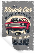 Stickers muraux - Mancave - Voiture - Vintage - Rouge - 40x60 cm - Feuille adhésive
