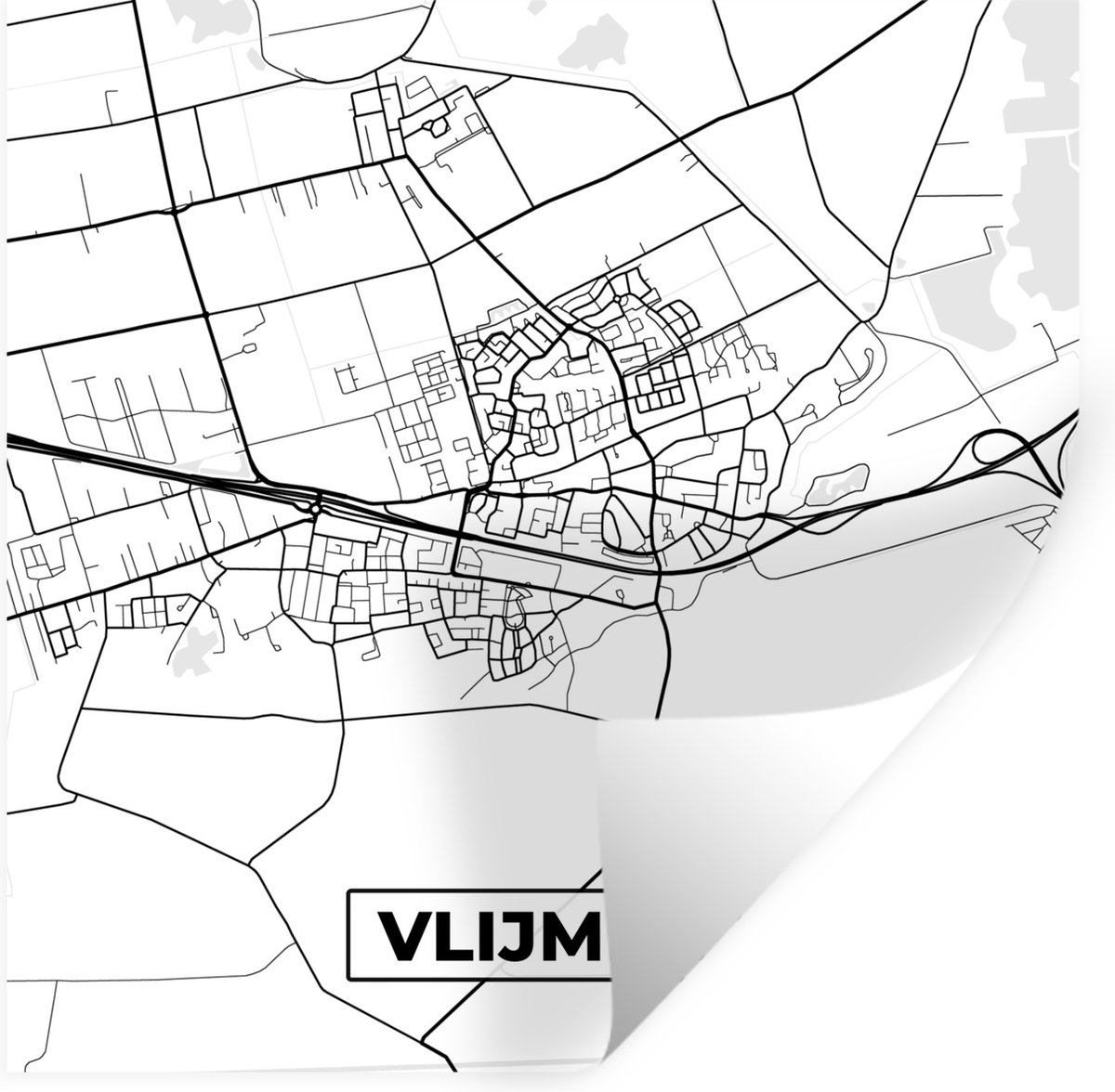 Muurstickers - Sticker Folie - Plattegrond - Vlijmen - Kaart - Stadskaart - 80x80 cm - Pla