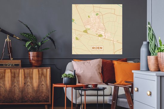 Stickers Stickers muraux - Rangées - Carte - Vintage - Carte - Plan de la ville - 80x80 cm - Film adhésif