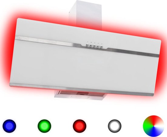 vidaXL Afzuigkap RGB-LED 90 cm roestvrij staal en gehard glas