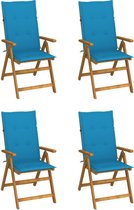 Chaises de jardin 4 pcs réglables avec coussins en bois d'acacia massif