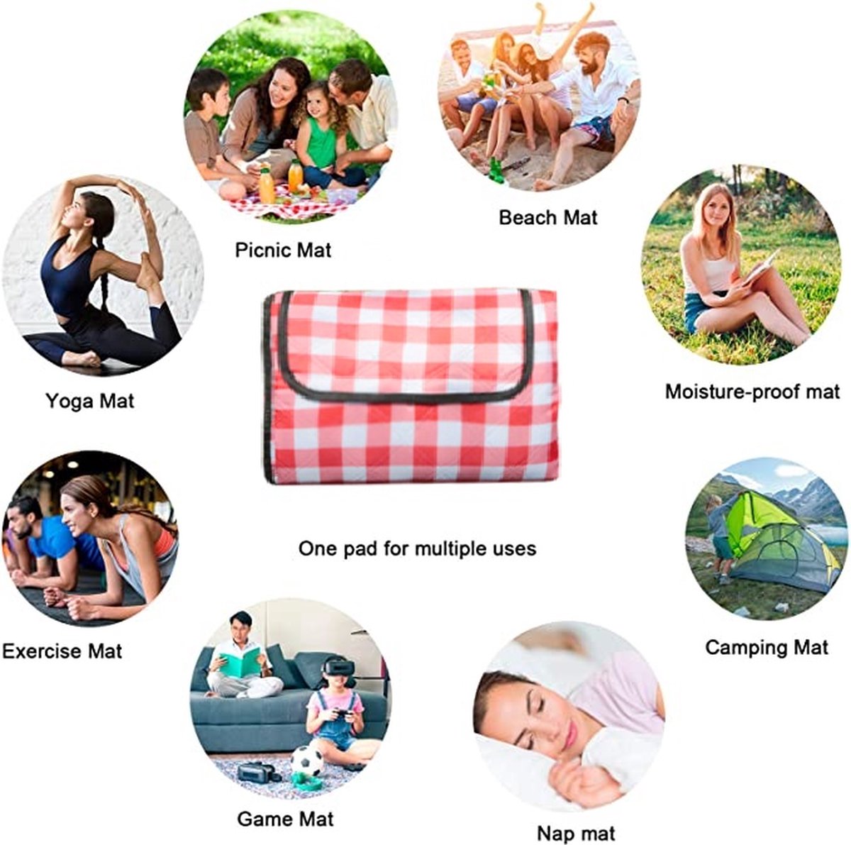 Fuegobird- Picknickdeken-200 x 200 cm-Stranddeken- Opvouwbare campingdeken- Waterdicht- Zanddichte picknickmat- Draagbare tuin-strandmat- Machinewasbaar- voor kamperen- Tuin- Park- Strand-geschikt voor kinderen's kruipdeken (rood) — cadeau in Sport & Outdoor - foto 5