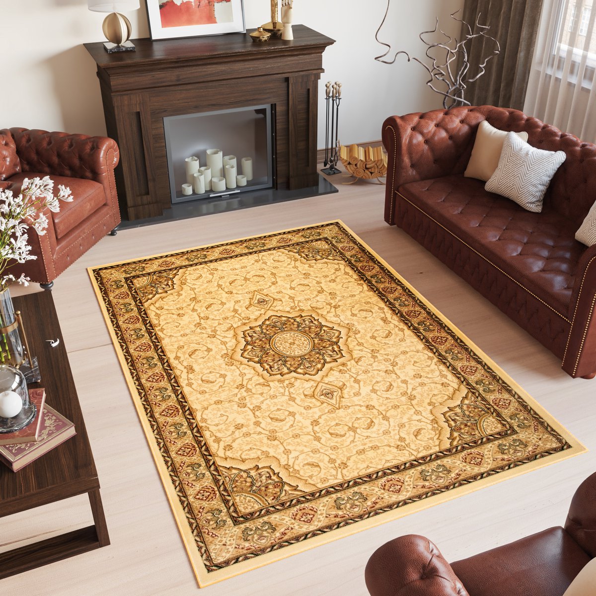 Tapiso Yesemek Vloerkleed Beige Oriental Oosters Tapijt Maat- 220x320