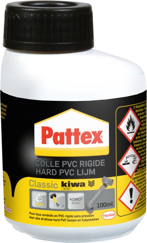 Pattex PVC Lijm 100ml | Geschikt voor Verlijming van Buizen en Hulpstukken in Hard-PVC | Ideaal voor Sanitaire Toepassingen, PVC-Dakgoten en Afvoerbuizen | Snel Droog & Sterk Hechtend | Vloeibare Lijm van Extra Sterke Kwaliteit.