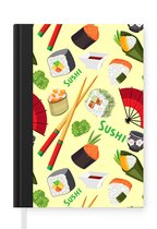 Notitieboek - Schrijfboek - Sushi - Japan - Patronen - Notitieboekje klein - A5 formaat - Schrijfblok
