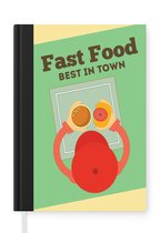 Carnet - Carnet d'écriture - Hamburger - Vintage - Vert - Mancave - Fast food - Best in town - Carnet - Format A5 - Bloc-notes