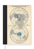 Notitieboek - Schrijfboek - Gletsjers op vintage wereldkaart - Notitieboekje klein - A5 formaat - Schrijfblok