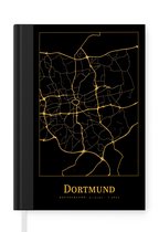 Notitieboek - Schrijfboek - Kaart - Dortmund - Zwart - Goud - Notitieboekje klein - A5 formaat - Schrijfblok