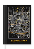 Carnet - Cahier d'écriture - Carte - Leeuwarden - Or - Zwart - Carnet - Format A5 - Bloc-notes - Plan de la ville
