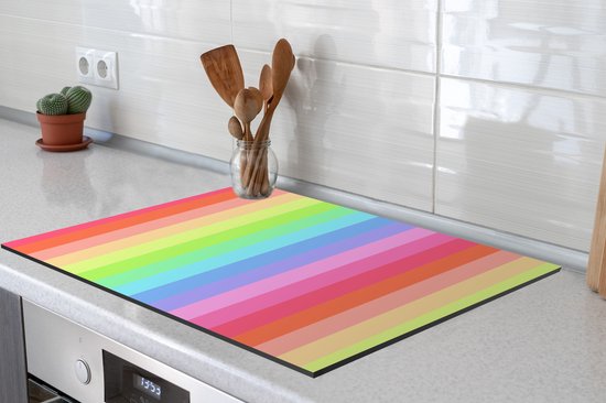 KitchenYeah® Inductie beschermer 77x59 cm - Regenboog - Patronen - Pastel - Kookplaataccessoires - Afdekplaat voor kookplaat - Inductiebeschermer - Inductiemat - Inductieplaat mat