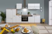 Goedkope keuken 310  cm - complete keuken met apparatuur Merle  - Eiken/Wit - soft close - keramische kookplaat - vaatwasser - afzuigkap - oven    - spoelbak