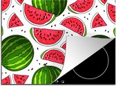 KitchenYeah® Inductie beschermer 71x52 cm - Patroon - Watermeloen - Pit - Fruit - Kookplaataccessoires - Afdekplaat voor kookplaat - Inductiebeschermer - Inductiemat - Inductieplaat mat
