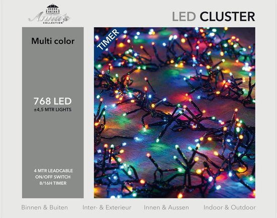 Clusterverlichting met timer 768 lampjes gekleurd 4,5 m | bol.com