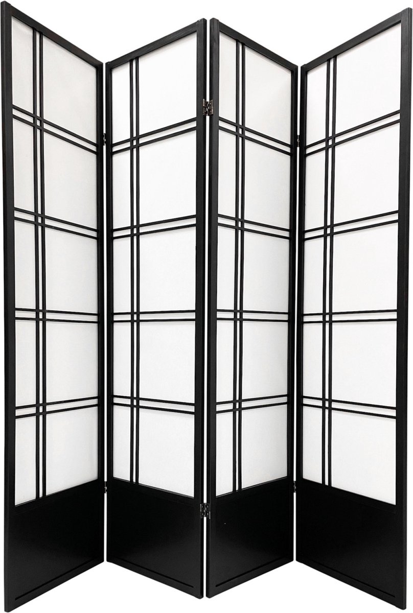 Fine Asianliving Japans Kamerscherm Shoji B180xH180cm Scheidingswand Zwart - Nishio