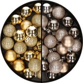 40x pcs petites boules de Noël en plastique champagne et or 3 cm 3 cm - Décorations de Noël
