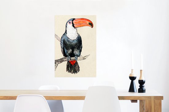 Une illustration colorée d'un poster toucan 60x90 cm - Tirage photo sur Poster (décoration murale salon / chambre) / Poster Vogels