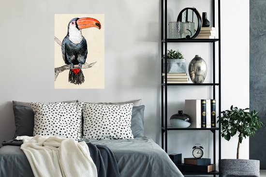 Une illustration colorée d'un poster toucan 60x90 cm - Tirage photo sur Poster (décoration murale salon / chambre) / Poster Vogels