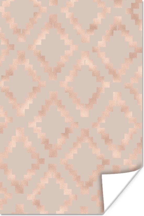 Motif Luxe composé de diamants en or rose sur fond vieux rose 80x120 cm