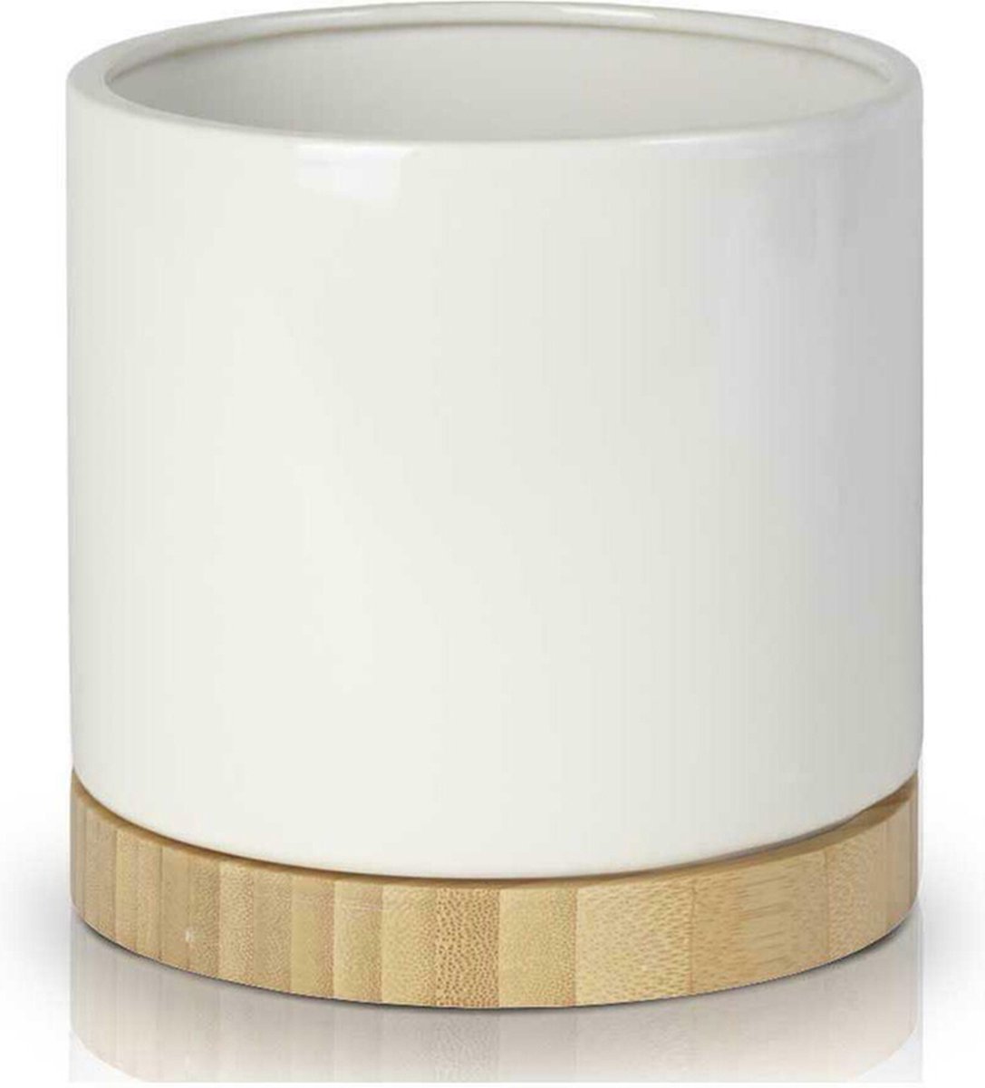 ‎Decoratieve bloempot met pallet Barcelona Ø13cm H14cm keramiek/wit‎