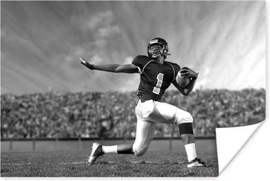 Affiche Joueur de Football Am ricain dans le stade noir et blanc