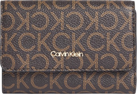 Calvin Klein - portefeuille CK must trifold sm - femme - marron mono