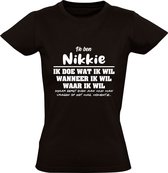 Nikkie Dames t-shirt | verjaardagkado | verjaardag kado | grappig | jarig | cadeau | Zwart